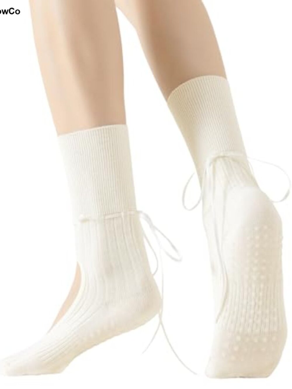 Women's Grippy Pilates Socks with Removable Bow, Non-Slip Yoga Barre Socks